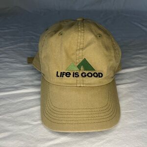 Life is good green woman’s adjustable hat 100% cotton with green embroidery